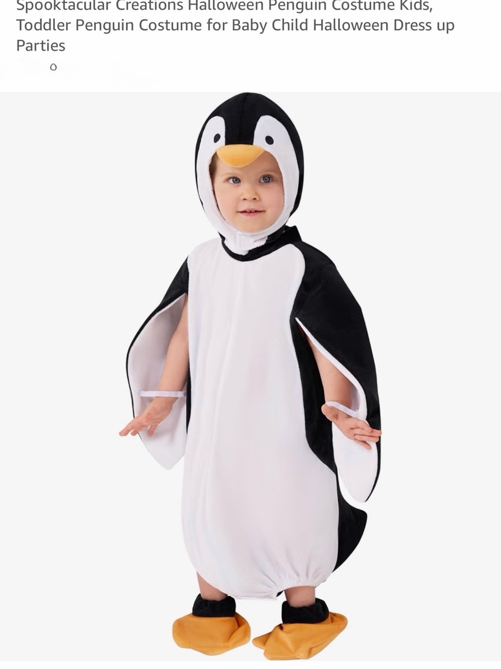 Kids Penguin Costume - Black, White & Orange Toddler Outfit. Size 12-18 months